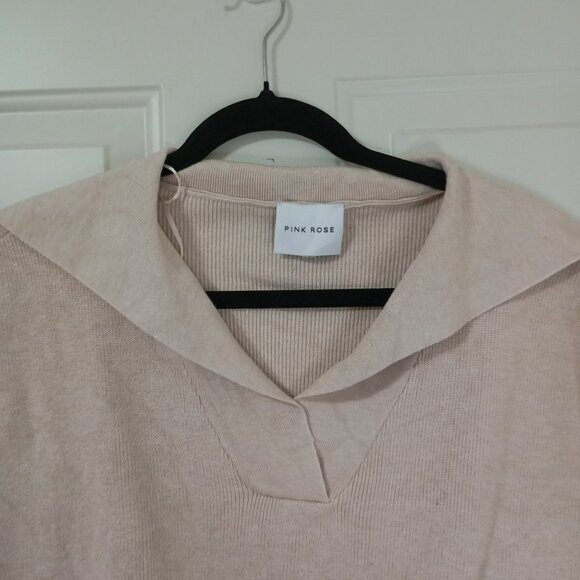 Pink Rose Sweater Vest Beige Knit Sleeveless With Collar Womens L - Picture 5 of 9
